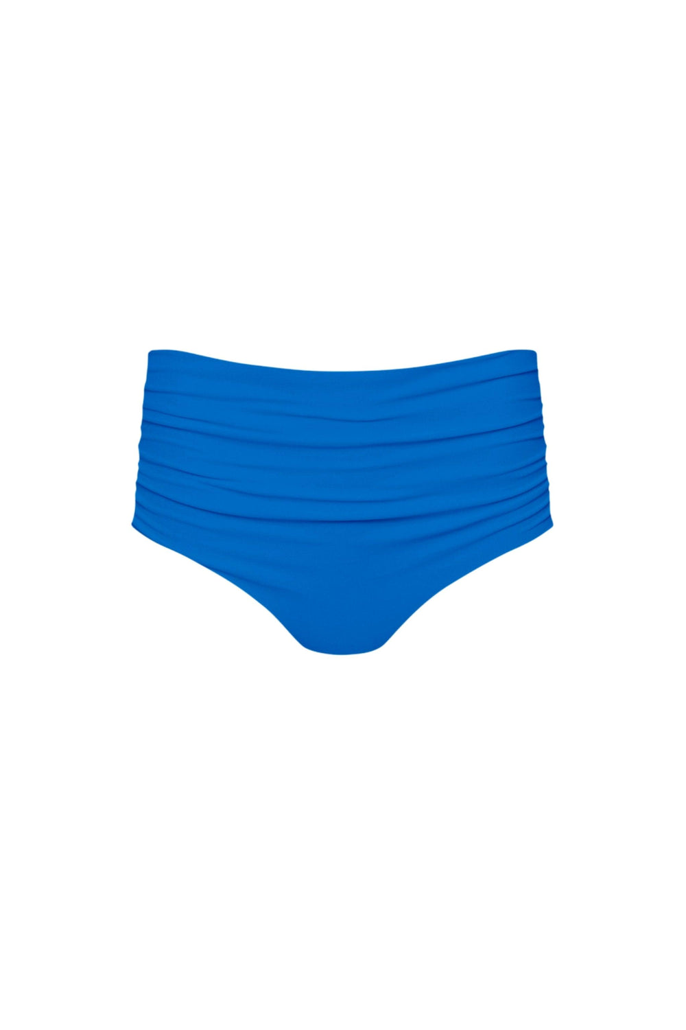 Capri Ruched High Waist Full Coverage Bikini Bottom Blue