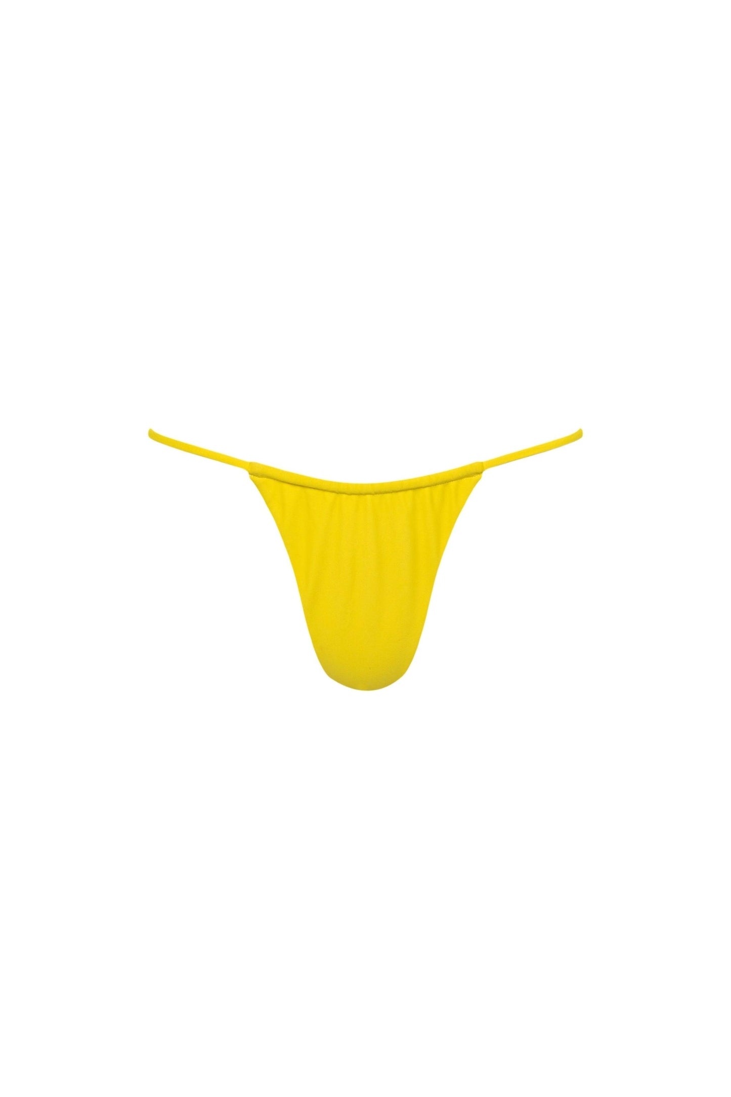 Capri Ruched String Bikini Bottom Yellow