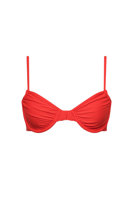 Capri Ruched Underwire Bikini Top Red