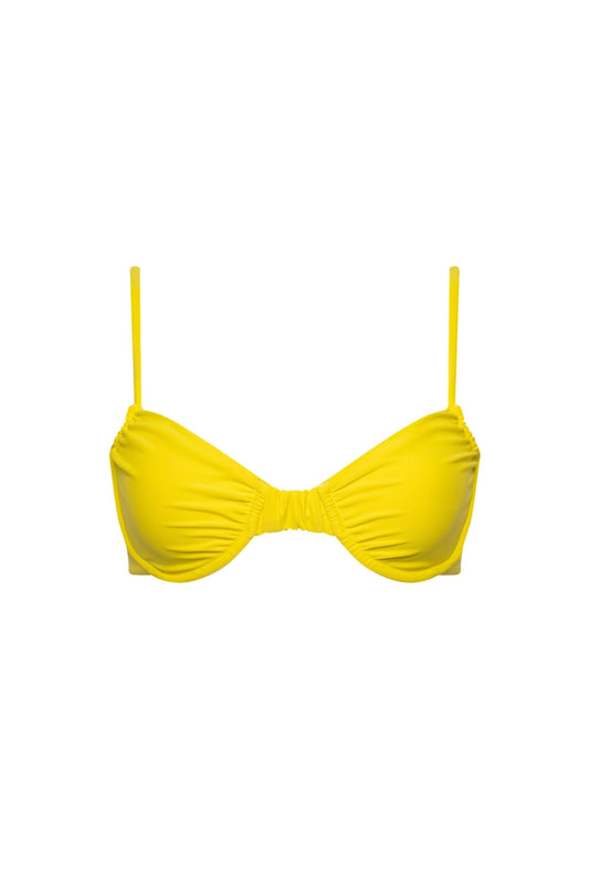 Capri Ruched Underwire Bikini Top Yellow