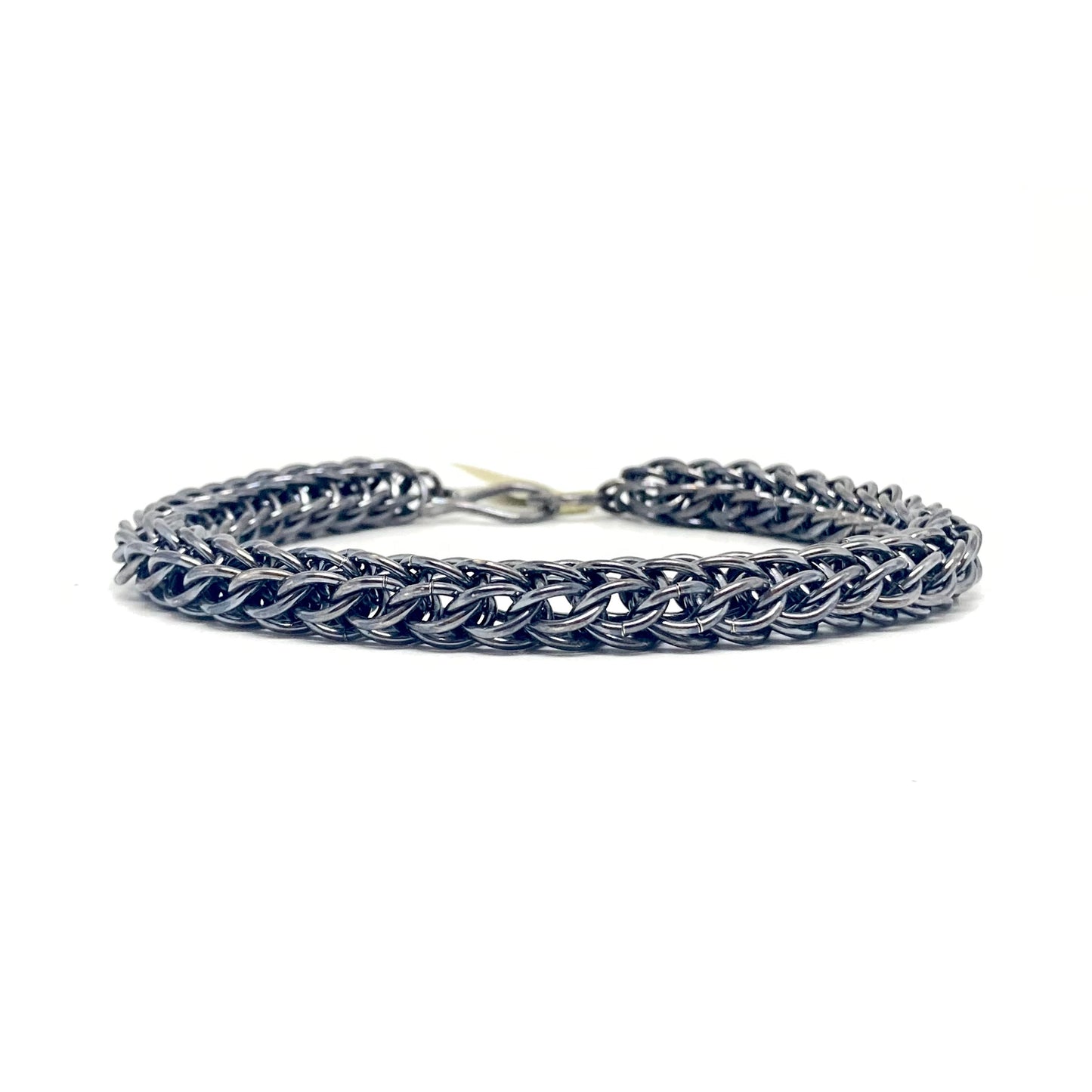 Chunky Foxtail Chainmaille Bracelet in Oxidized Silver