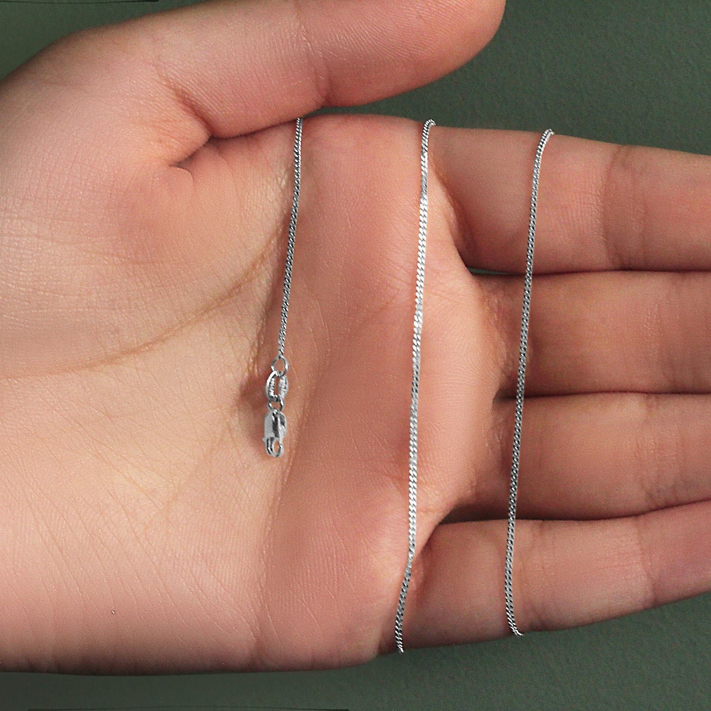14k White Gold Gourmette Chain 1.0mm (1.00 mm)