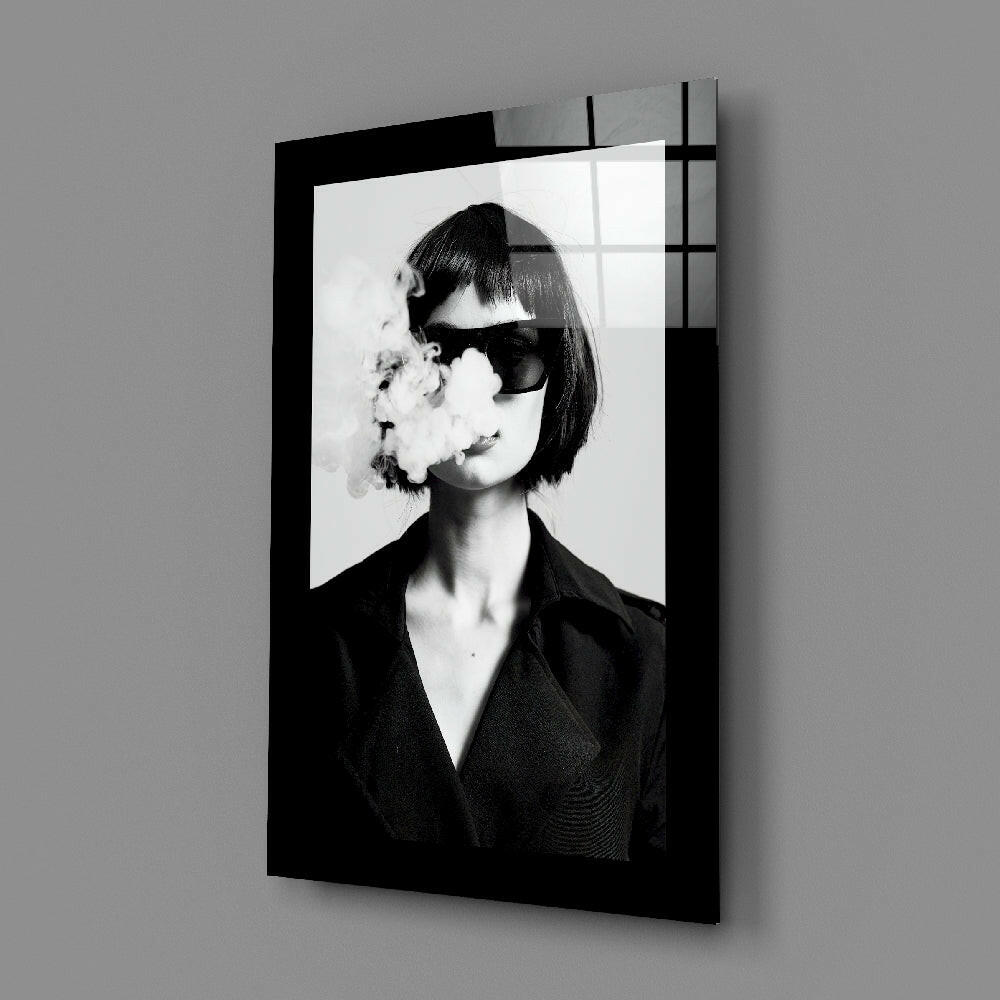 Smoke and Woman Glass Wall Art