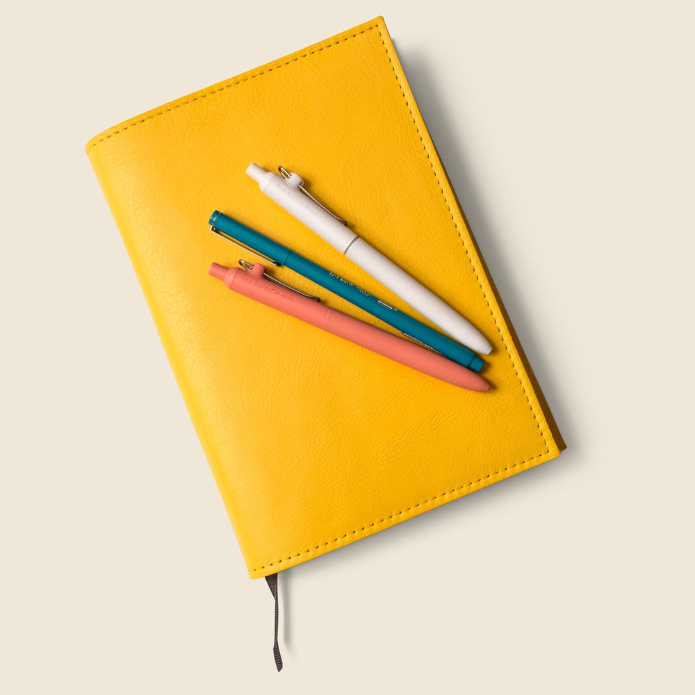 Refillable A5 Leather Notebook Cover – Yellow