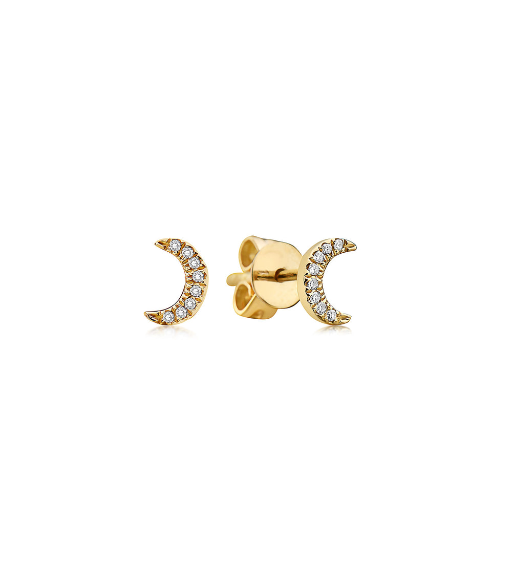 Diamond Moon Stud Earring