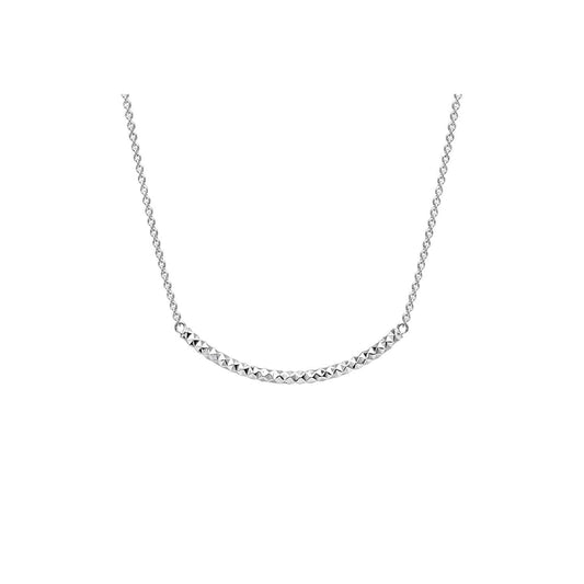 Diamond Cut Curved Bar Necklace