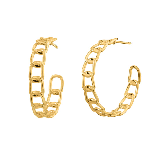 Chunky Oval Link Hoop Earrings