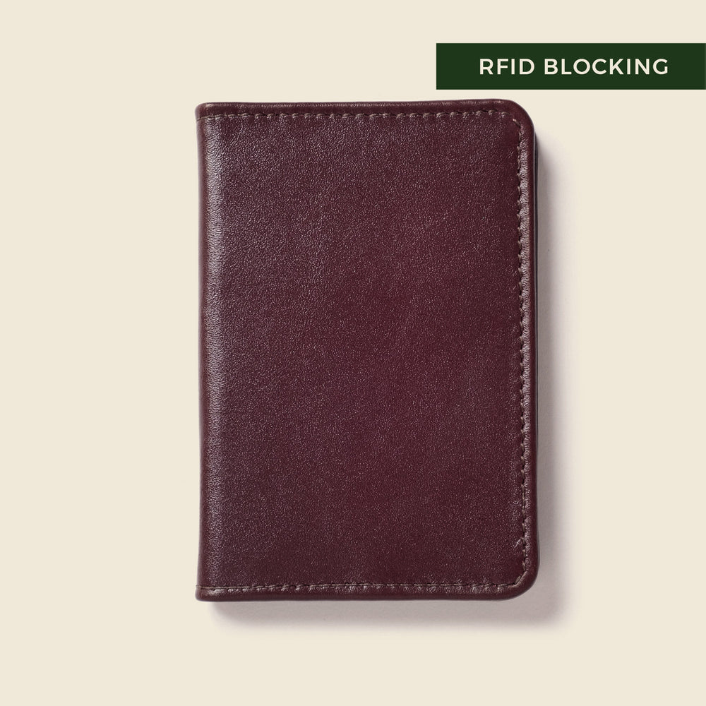Compact Bifold Wallet with RFID Protection - Burgundy