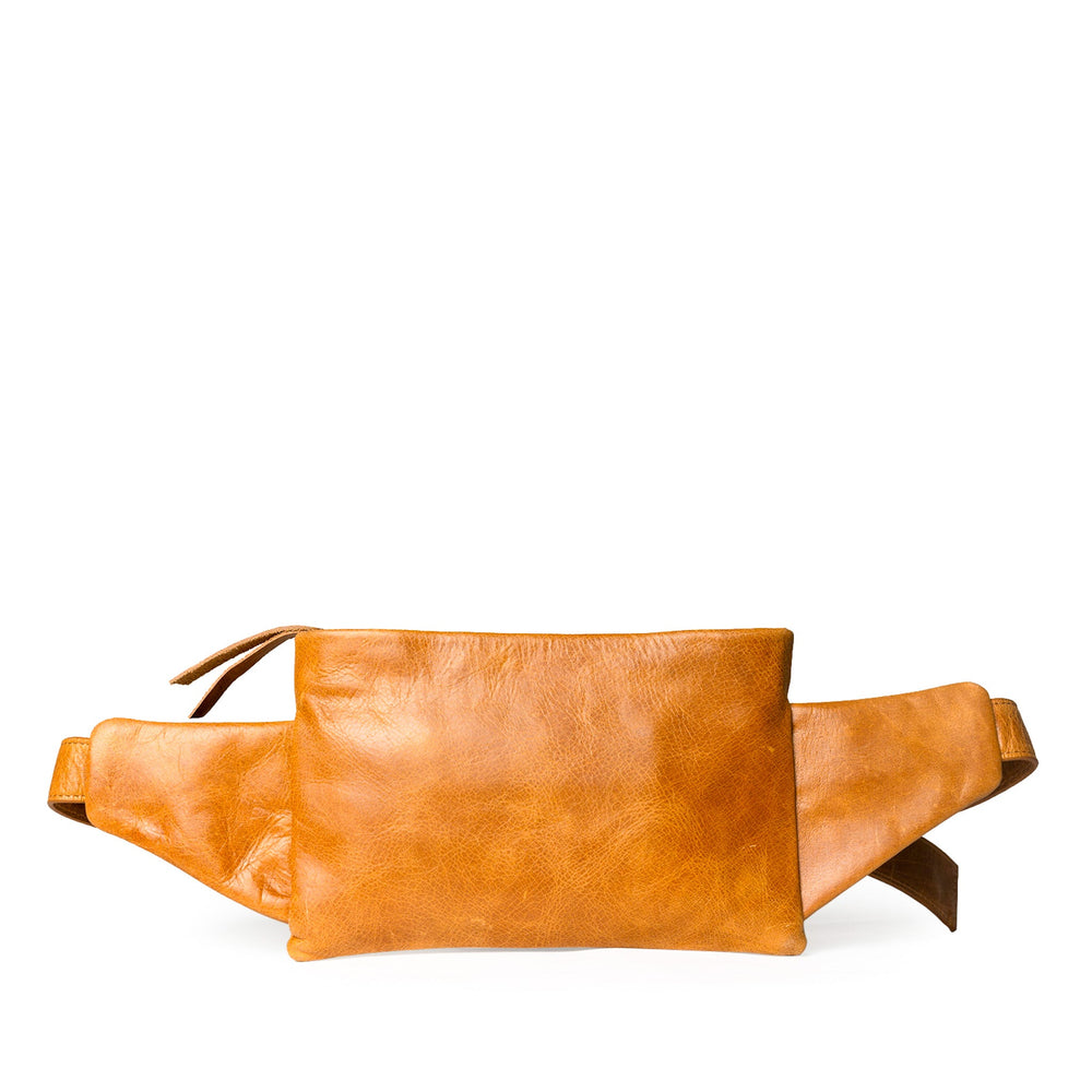 Camel Leather Crossbody Belt Bag