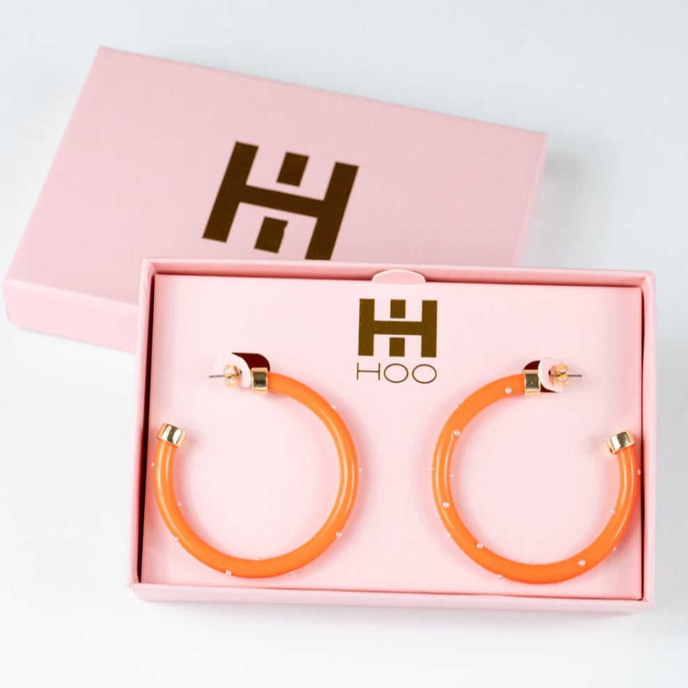 Hoops - Orange with Pearls