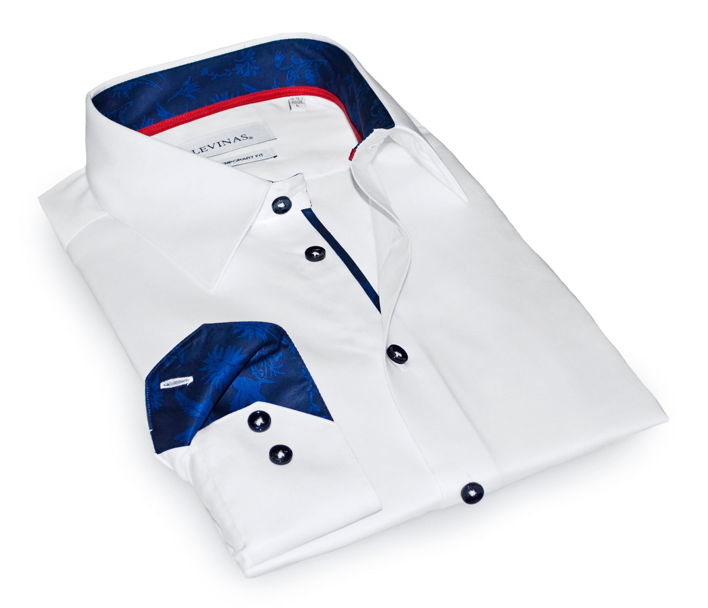Gabe Button-Up Shirt With Contrast Details // White // Contemporary Fit (Regular)- final sale