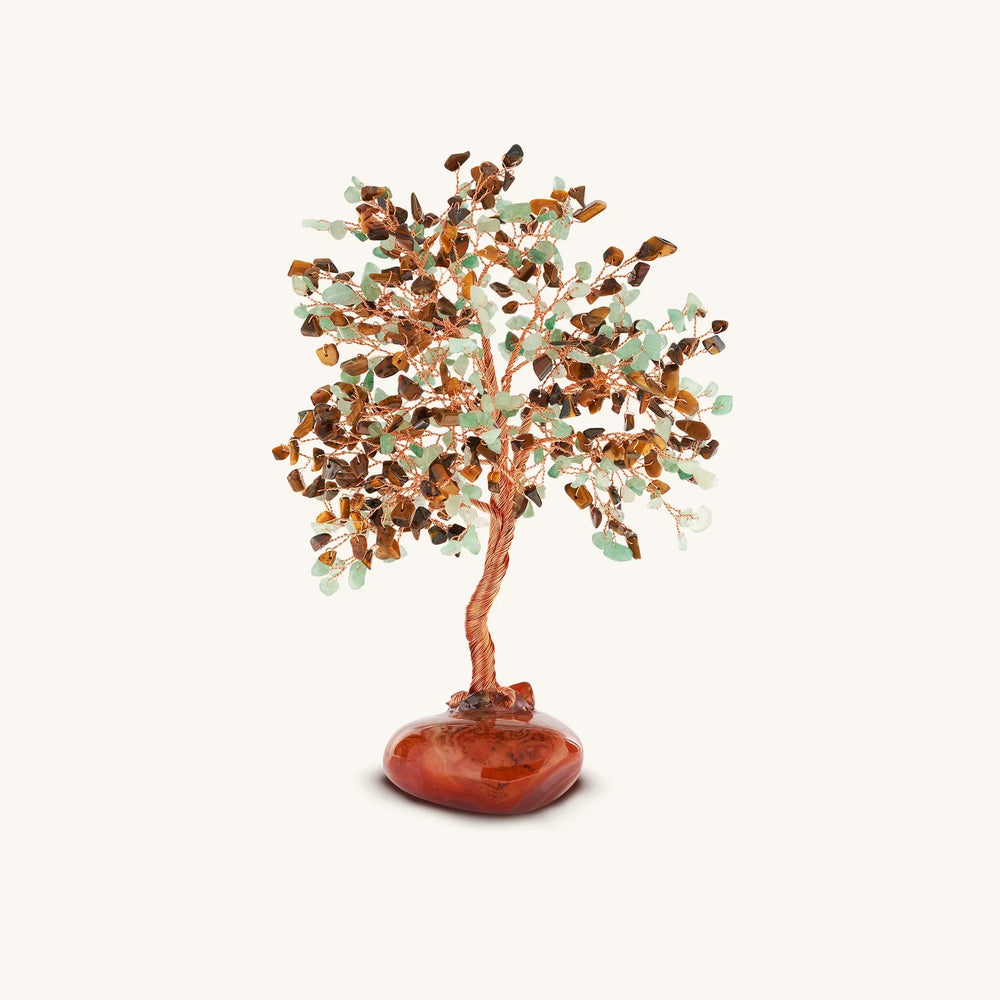 Opulent Clarity Aquamarine, Jade, and Tiger's Eye Tree of Life