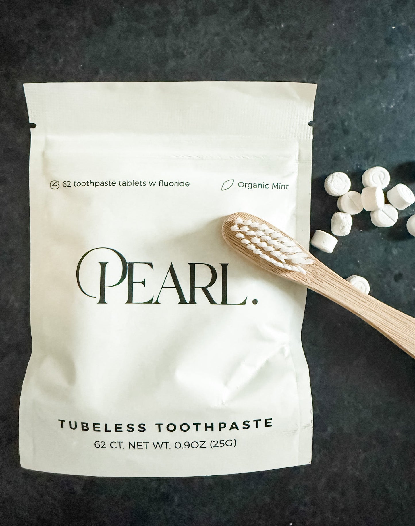 Toothpaste in a Bottle - White Sea Glass & Fluoride Mint Toothpaste Tablets | 62 Tablets | Refill Pouch