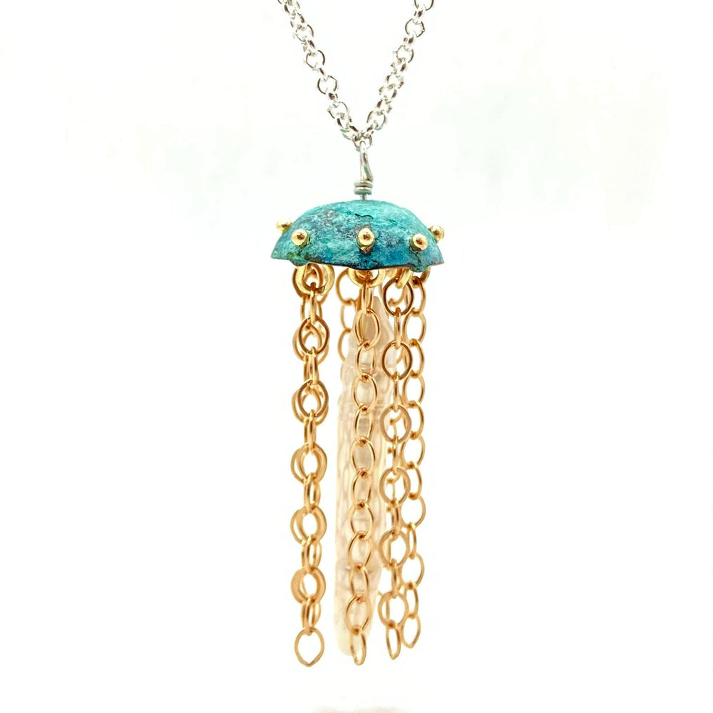 Green Copper Jellyfish Necklace