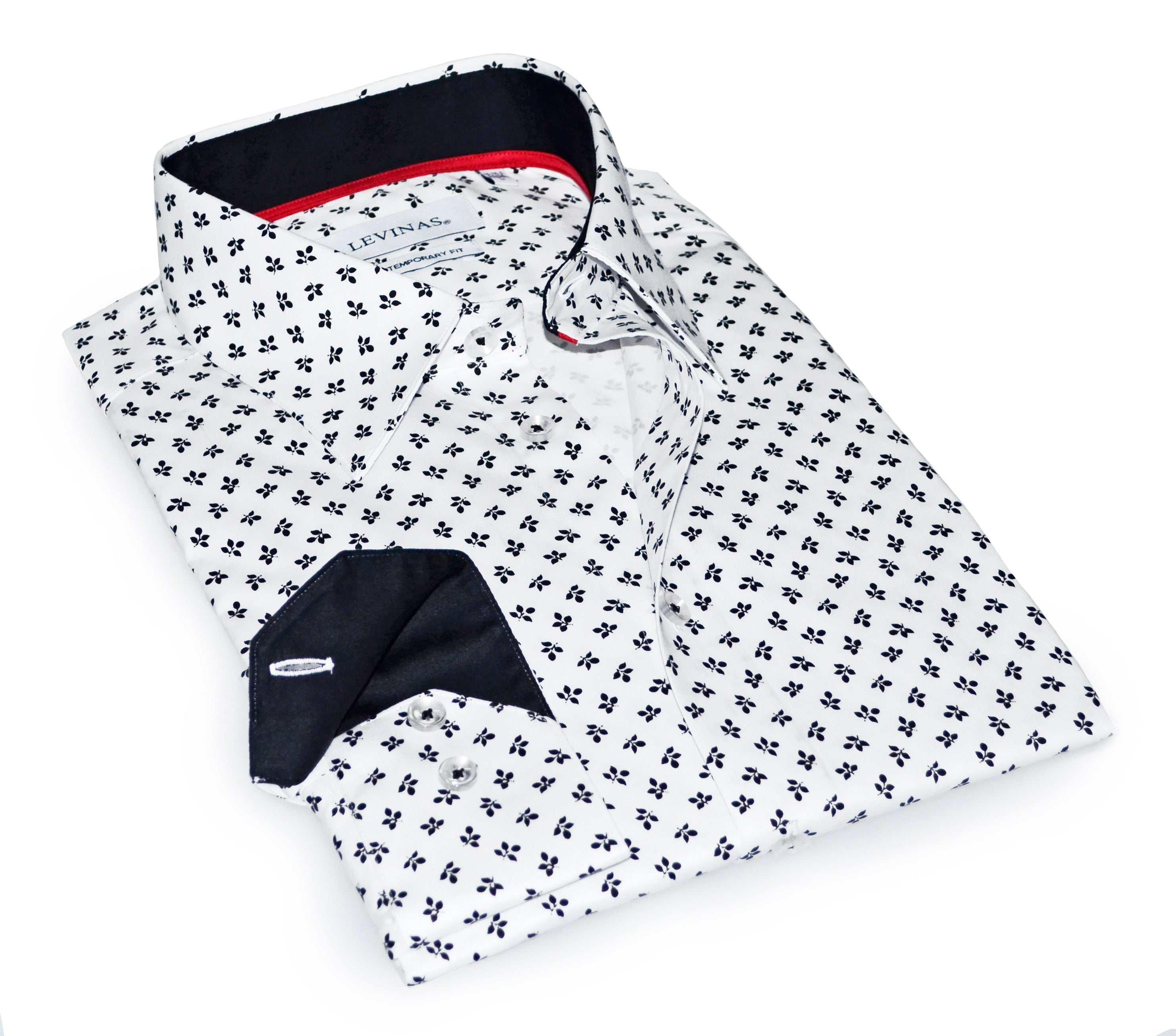 Jerry S Button-Up Shirt With Contrast Details // White+Black // Contemporary Fit (Regular)- final sale