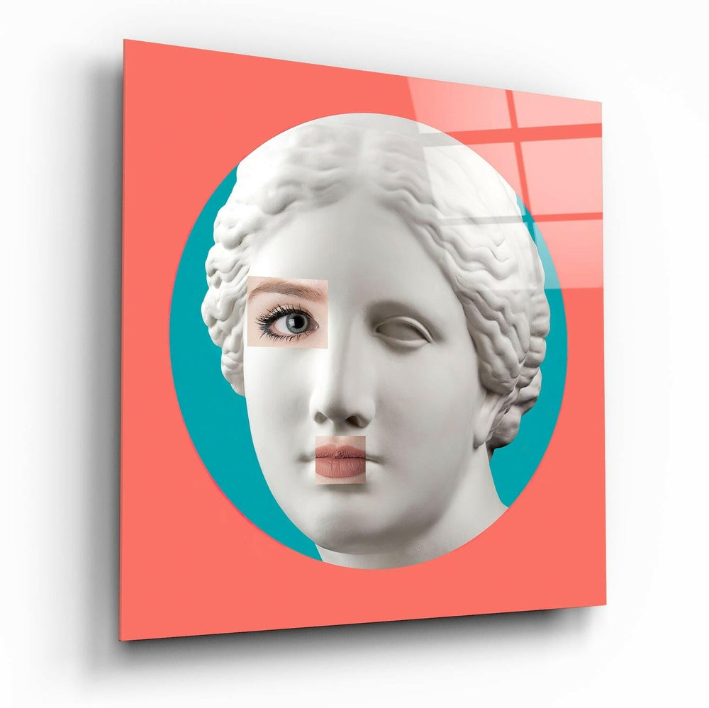Female Face Sculpture Glass Wall Art