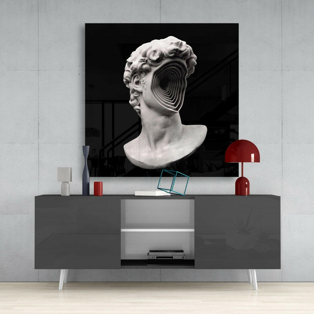 Sculpture Head Glass Wall Art