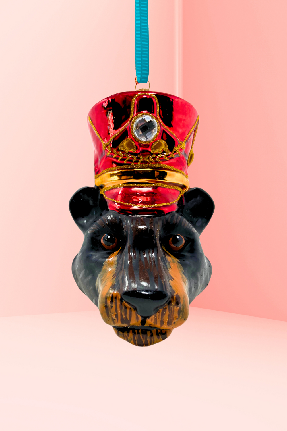 KRG Black Bear Head Polish Glass Ornament