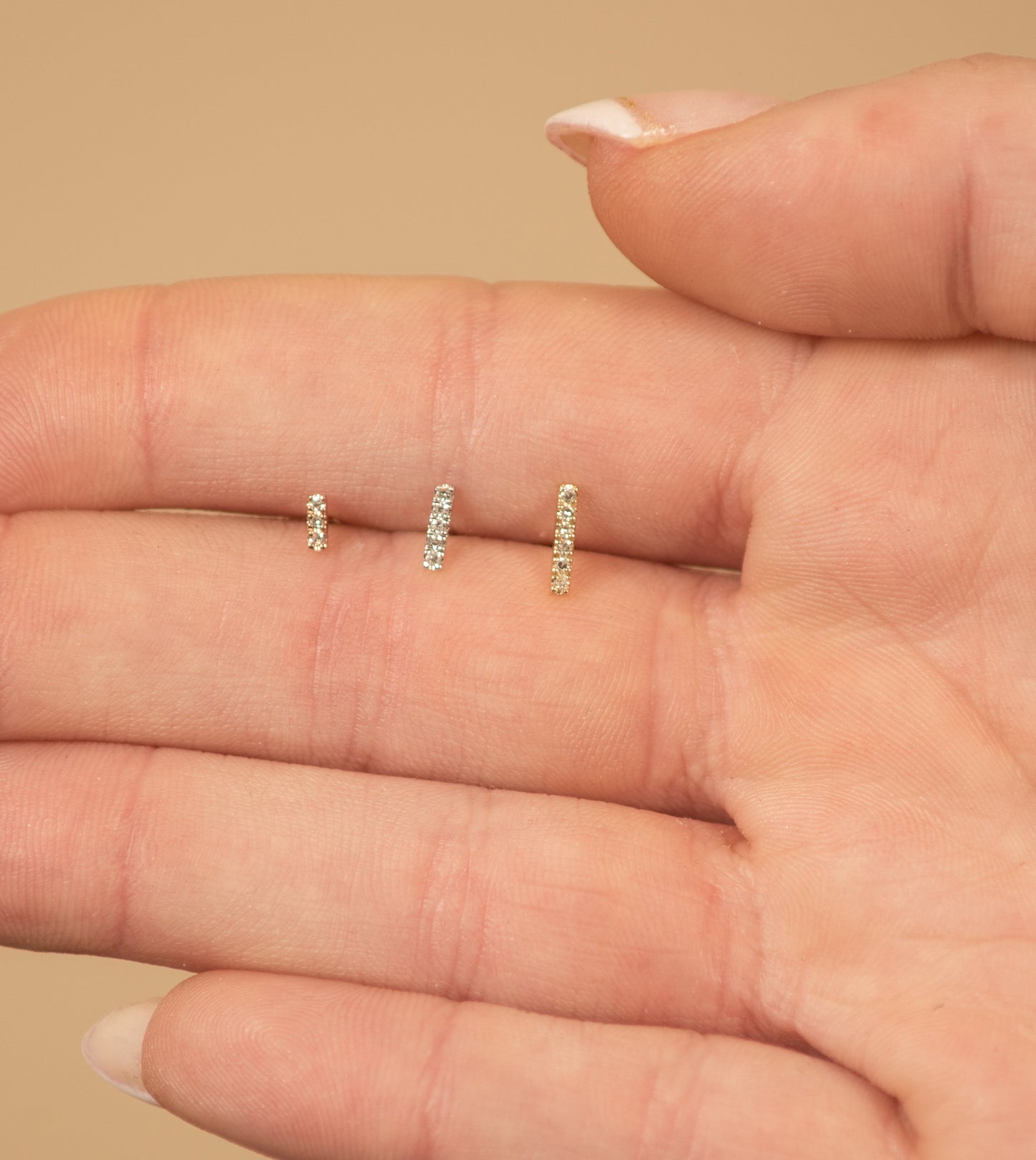 Diamond Bar Stud Earrings