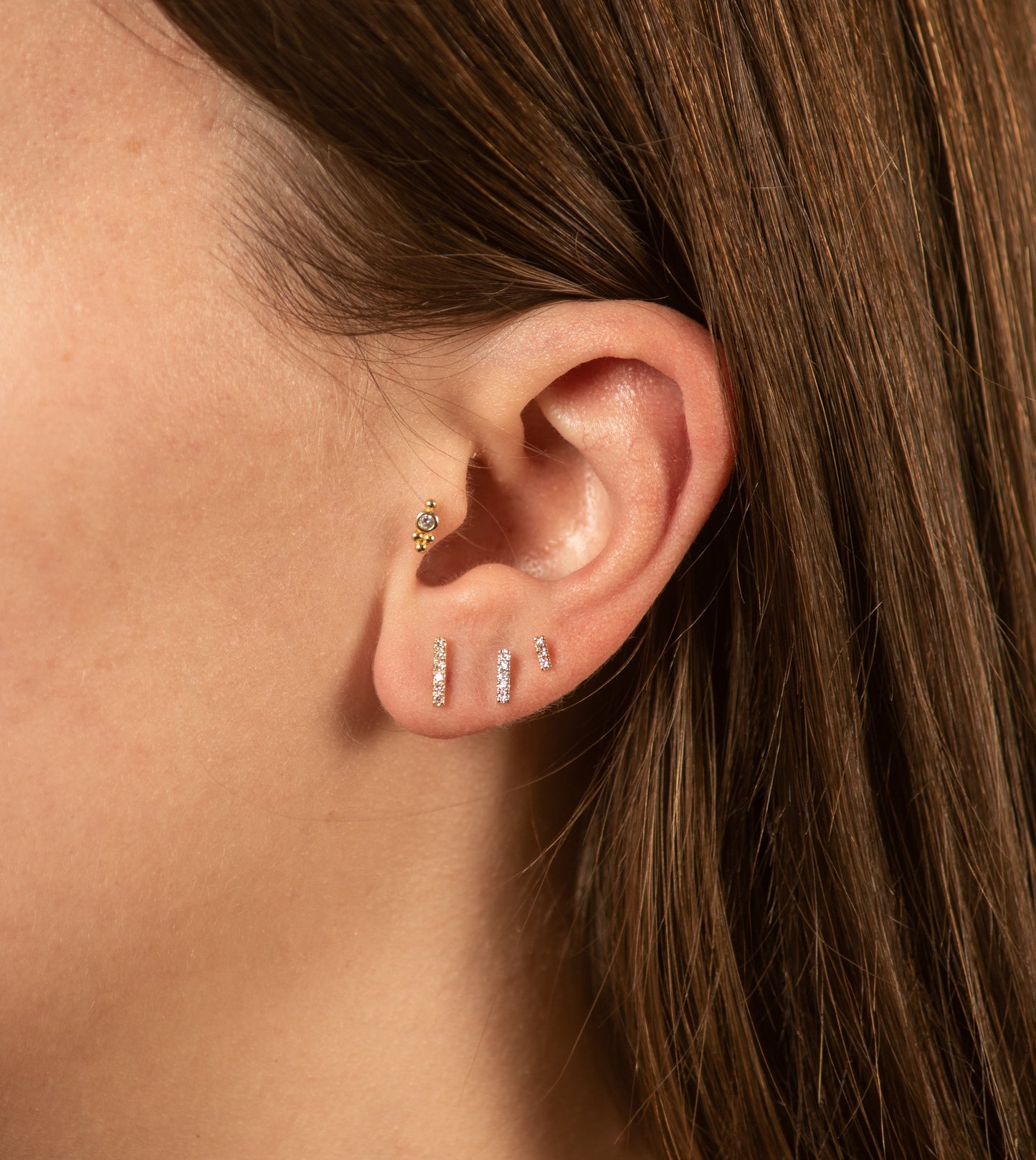 Diamond Bar Stud Earrings