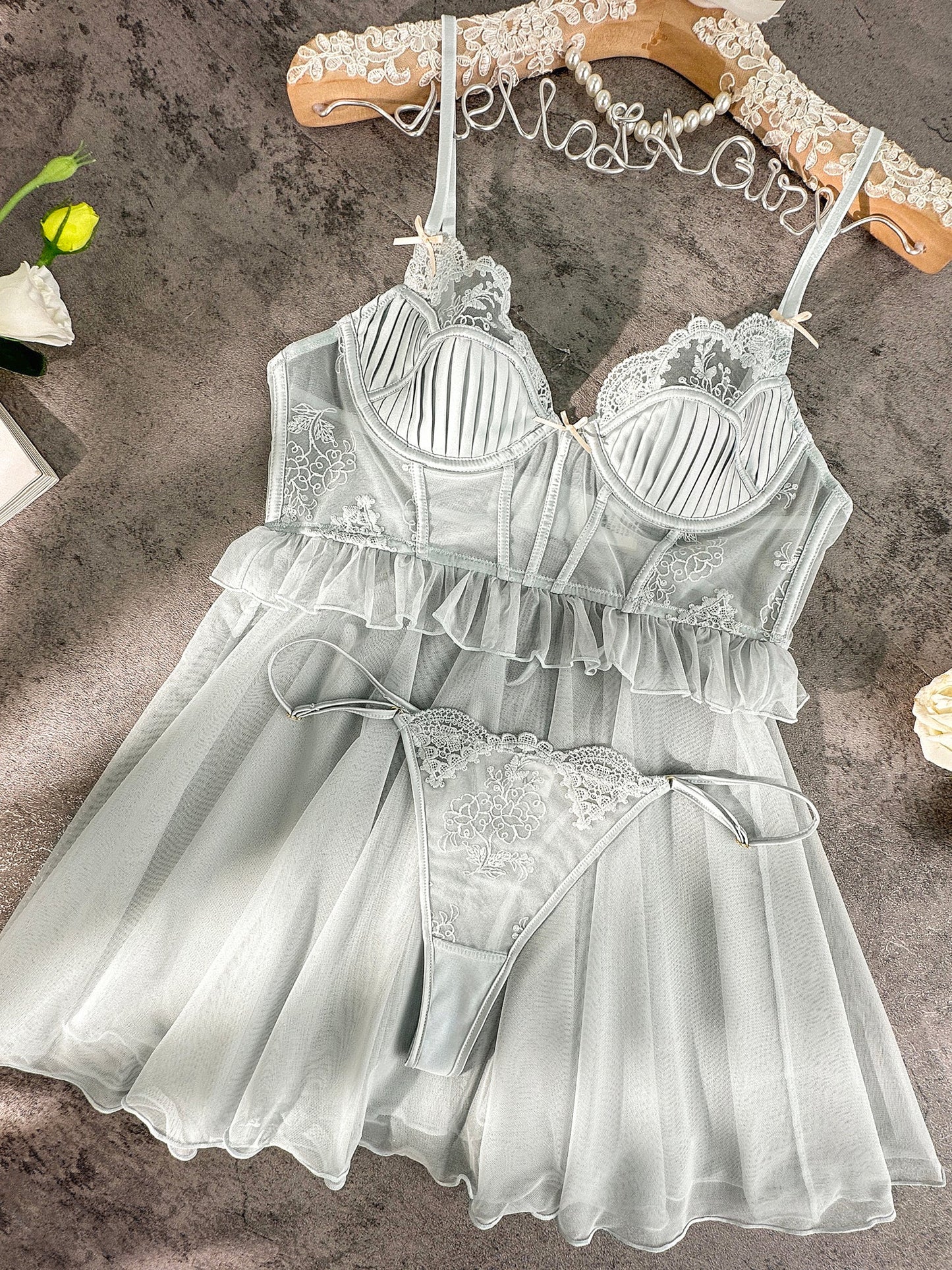 Elegant Embroidered Lace Slip Dress