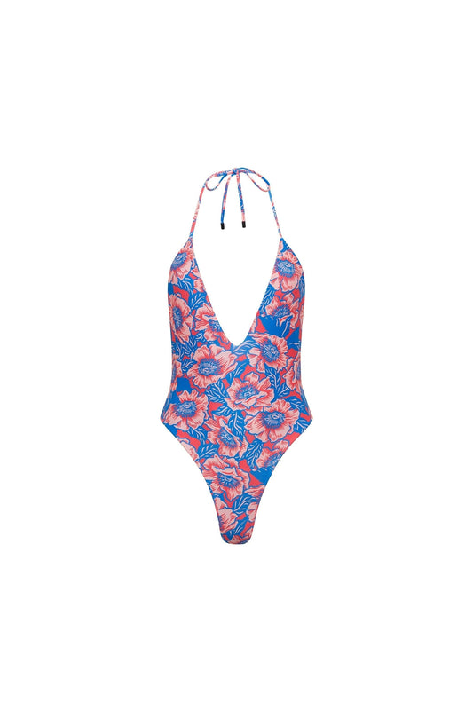 Los Cabos Deep V One Piece Hibiscus