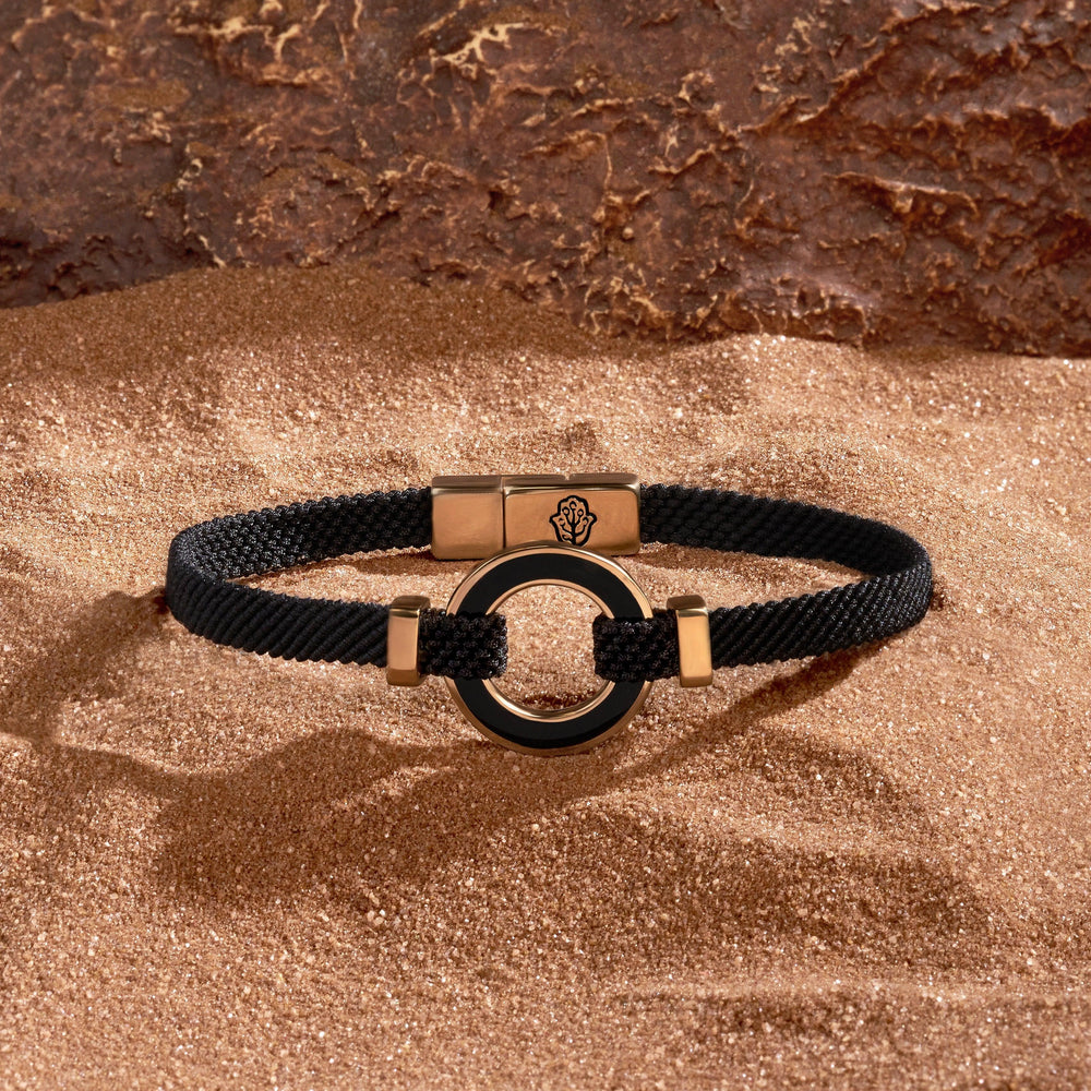 Constant Protection Black Onyx Karma Circle Men’s Black String Bracelet