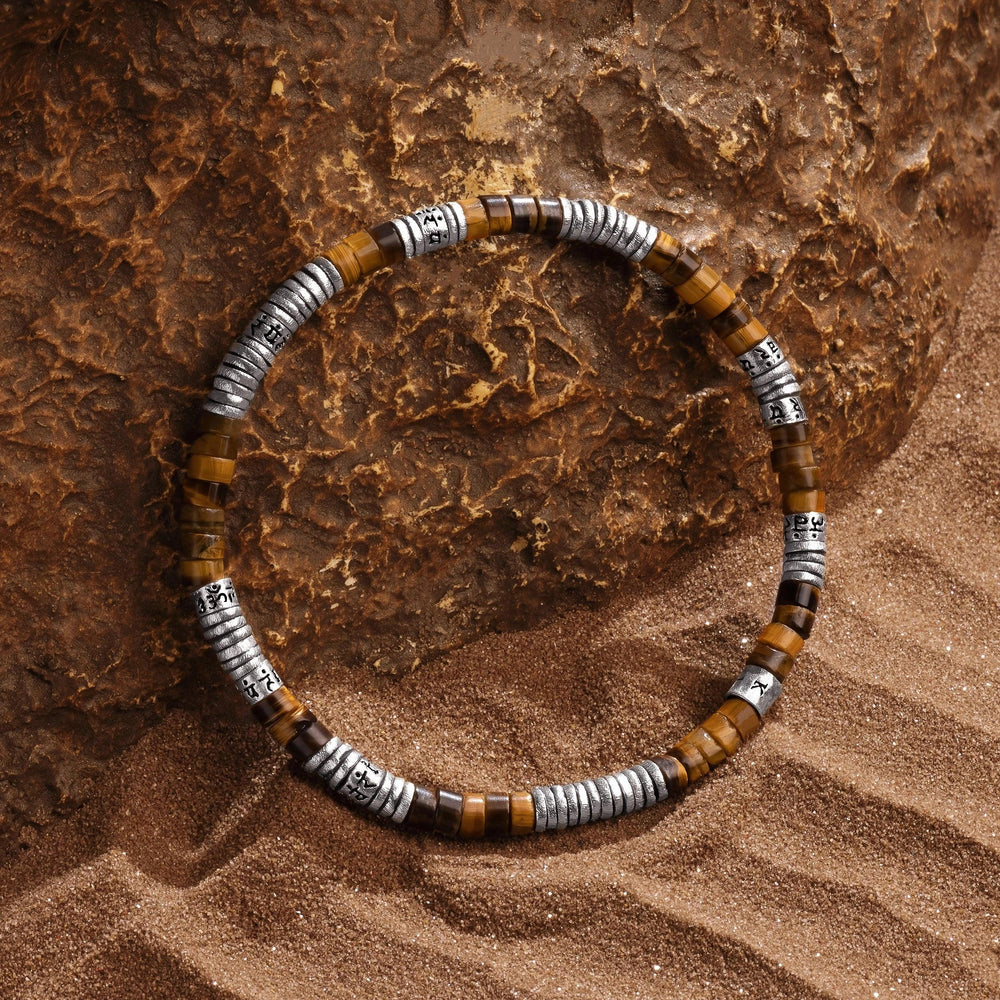 Spiritual Victory - Tiger's Eye Heishi Mantra Bracelet