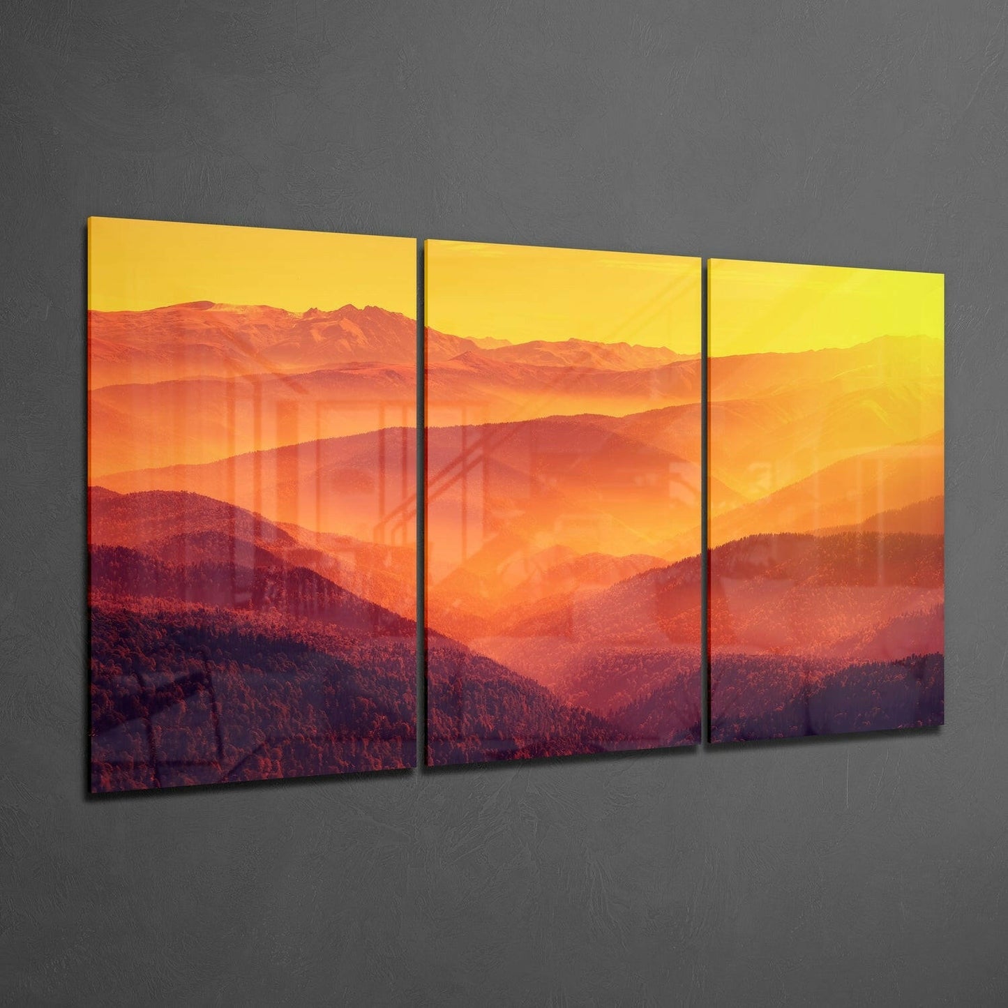 Hills and Sunset Glass Wall Art