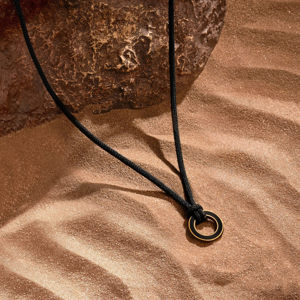 Soulful Exploration Onyx Karma Circle Black String Necklace