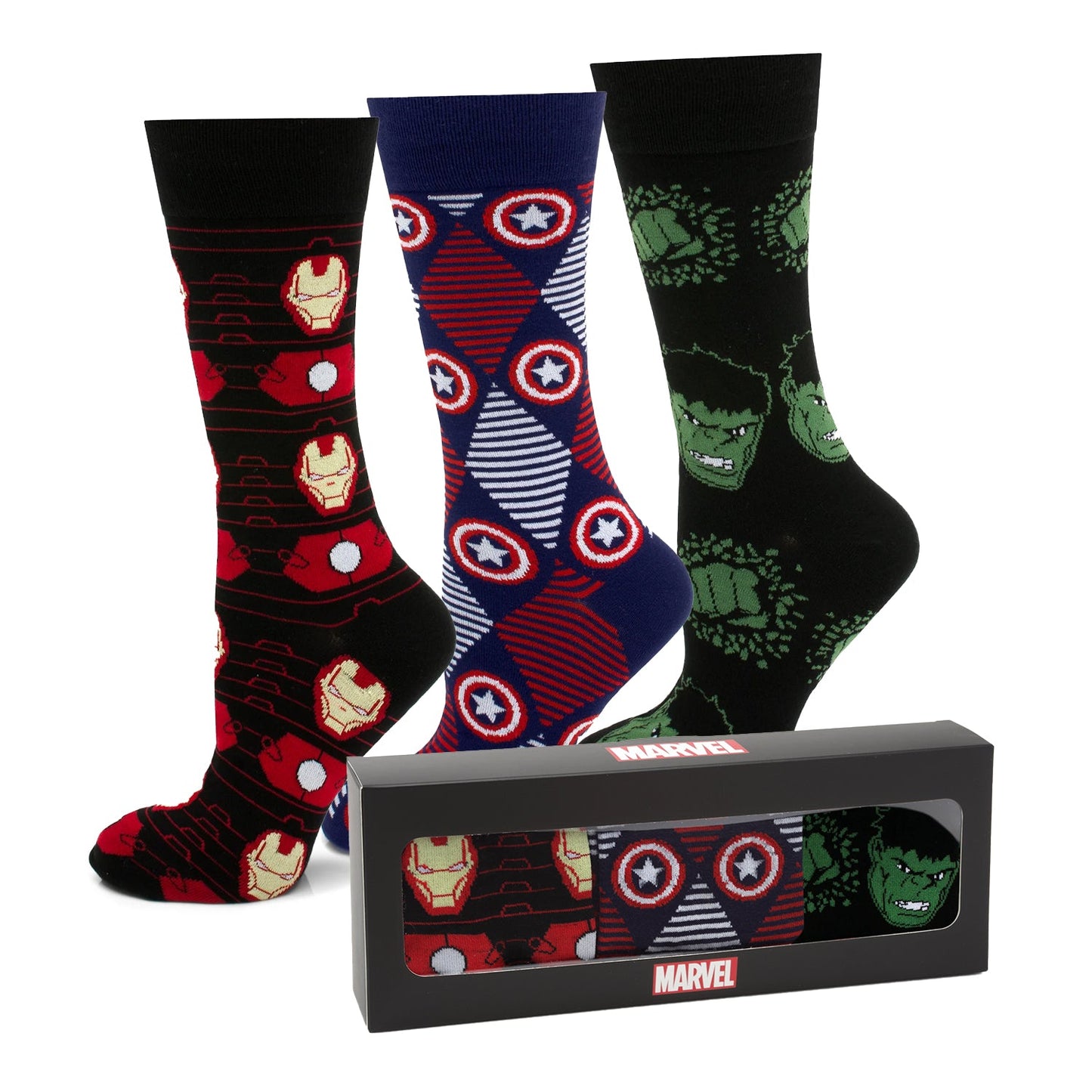 Marvel Avengers Favorites 3 Pair Socks and Lapel Pin Gift Set