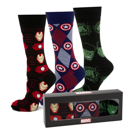 Marvel Avengers Favorites 3 Pair Socks and Lapel Pin Gift Set