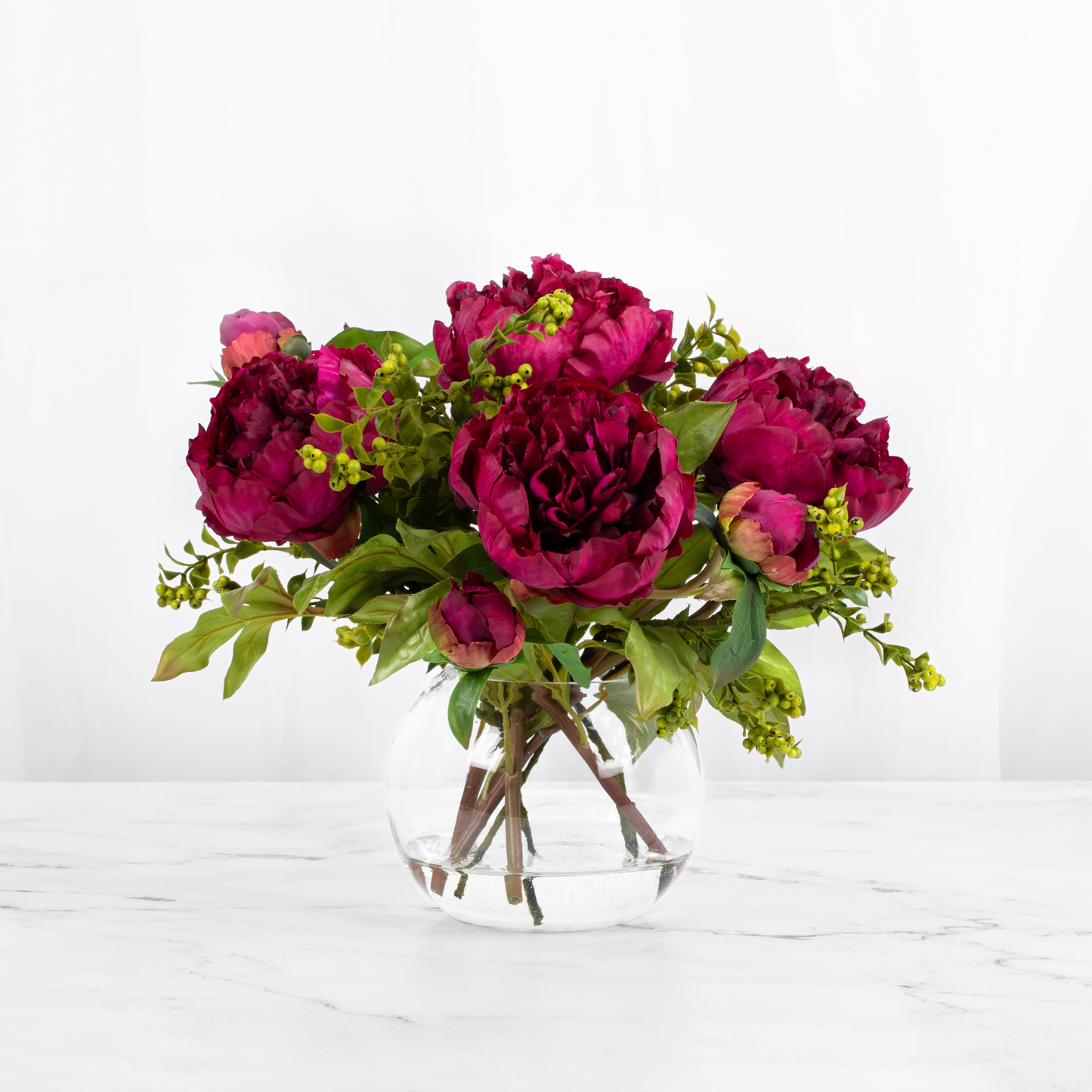 Real Touch Peony Centerpiece Flower Arrangement in Vase - 13"
