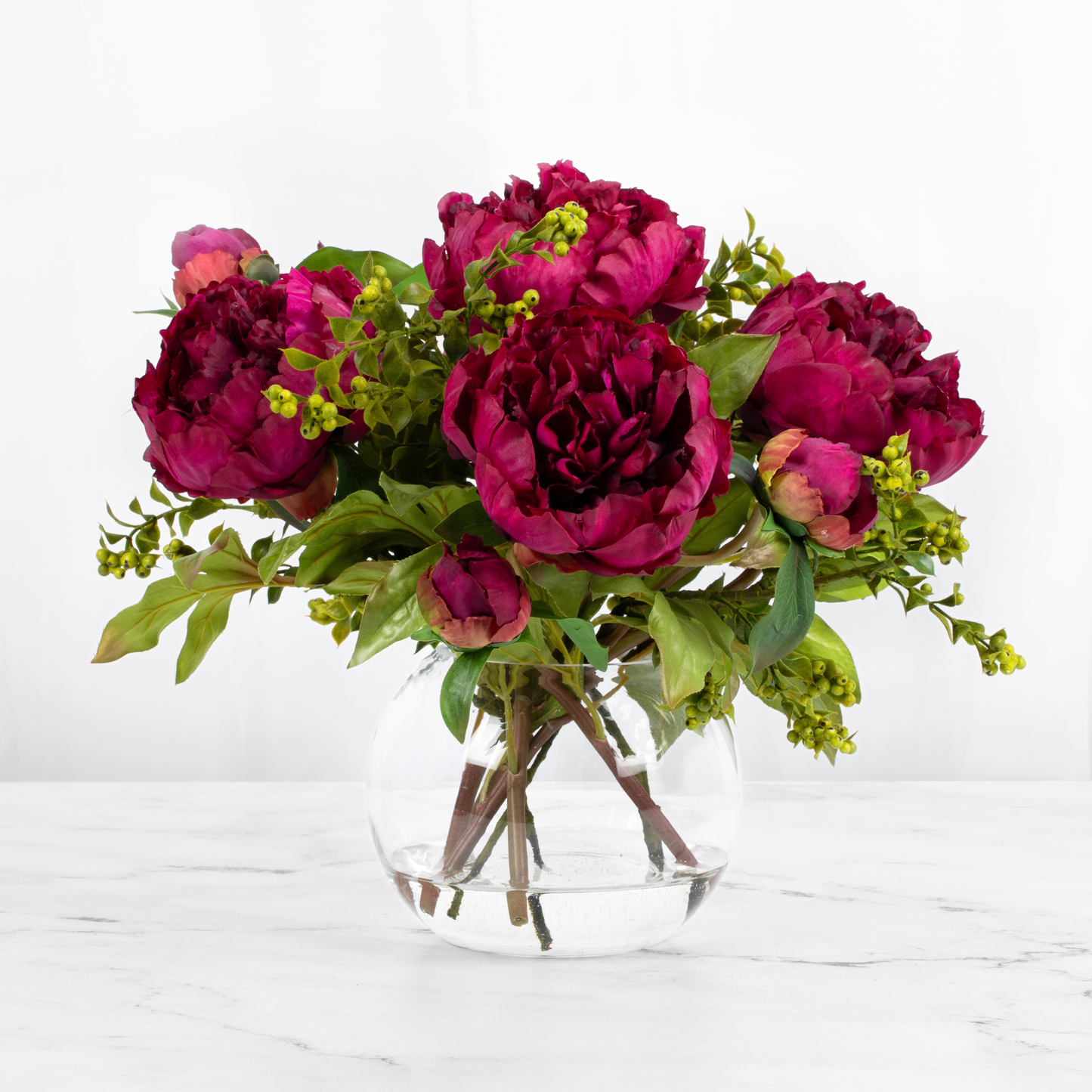Real Touch Peony Centerpiece Flower Arrangement in Vase - 13"