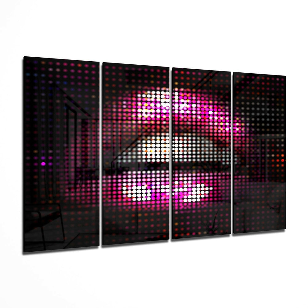Lips 4 Pieces Mega Glass Wall Art (59"x36")