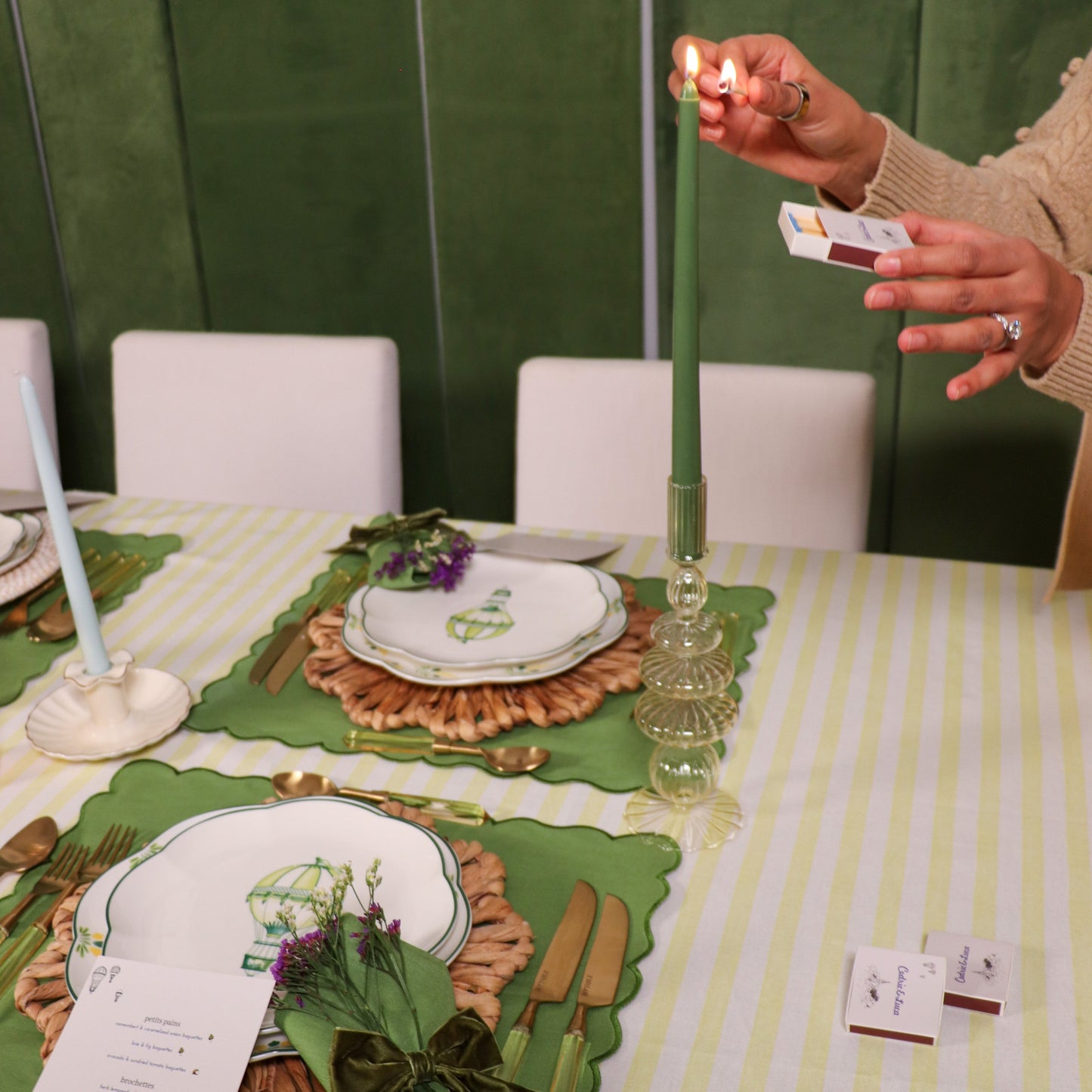 Extra Tall Pine Green Taper Candle, 1 Case of 24 Packs (4 Candles per Pack)