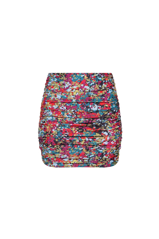 Rio Ruched Mini Skirt Red Confetti Floral