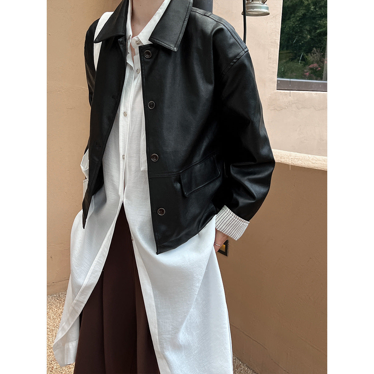 Retro PU Leather Jacket for Women, Brooklyn Heights, BYMANYC New York.