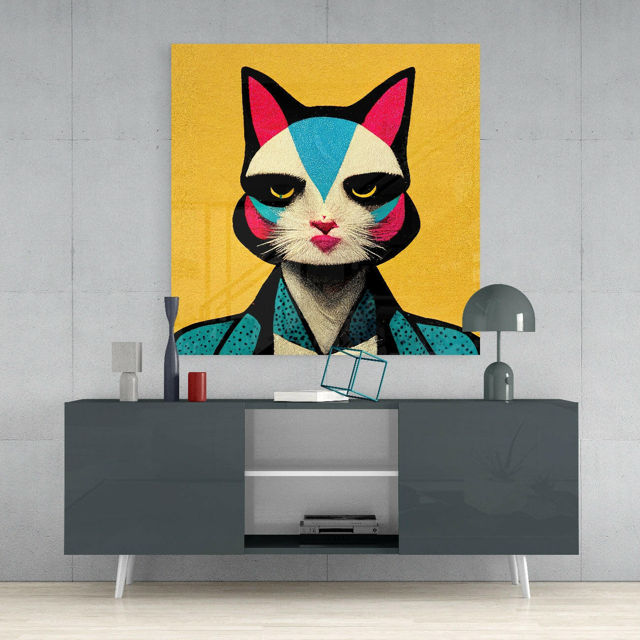 Ms. Cat Glass Wall Art || Designer Collection