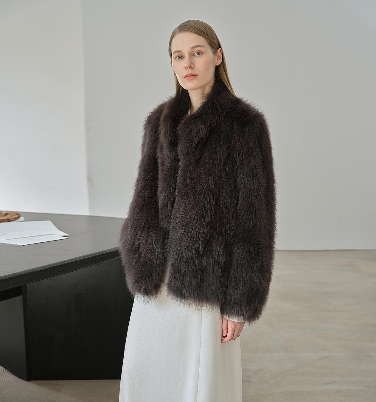 "Long Nocturne" Imported Fox Fur Retro Short Coat