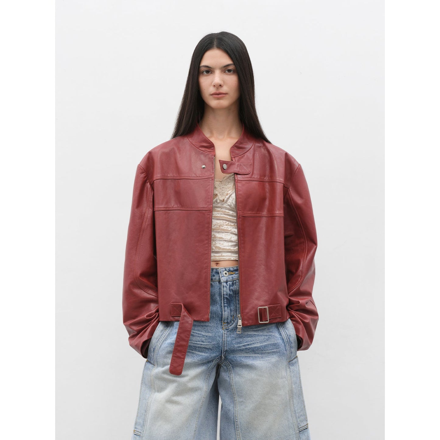Caramel Mountain Retro Sheepskin Motorcycle Jacket