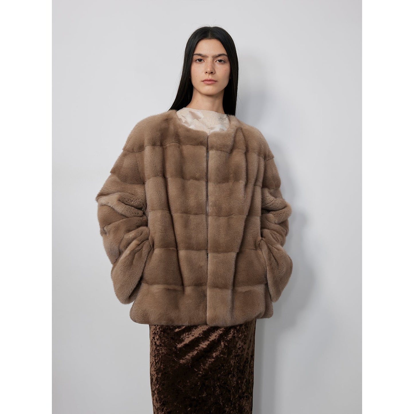 Vintage Clock Velvet Mink Fur Coat