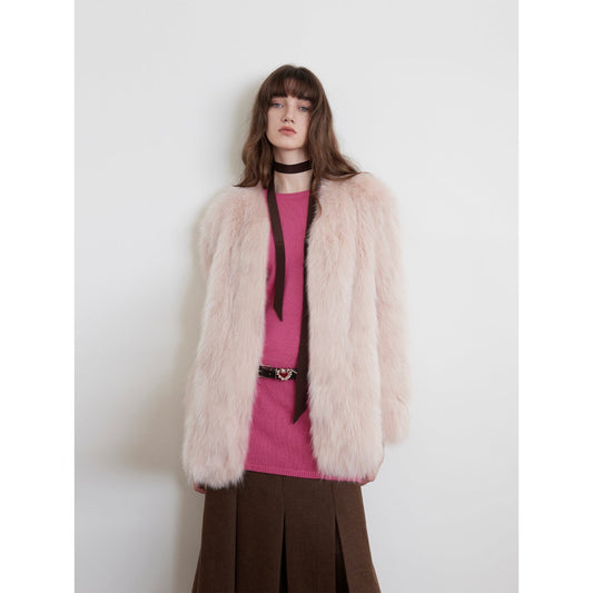 Black Sugar Champagne Fox Fur Coat