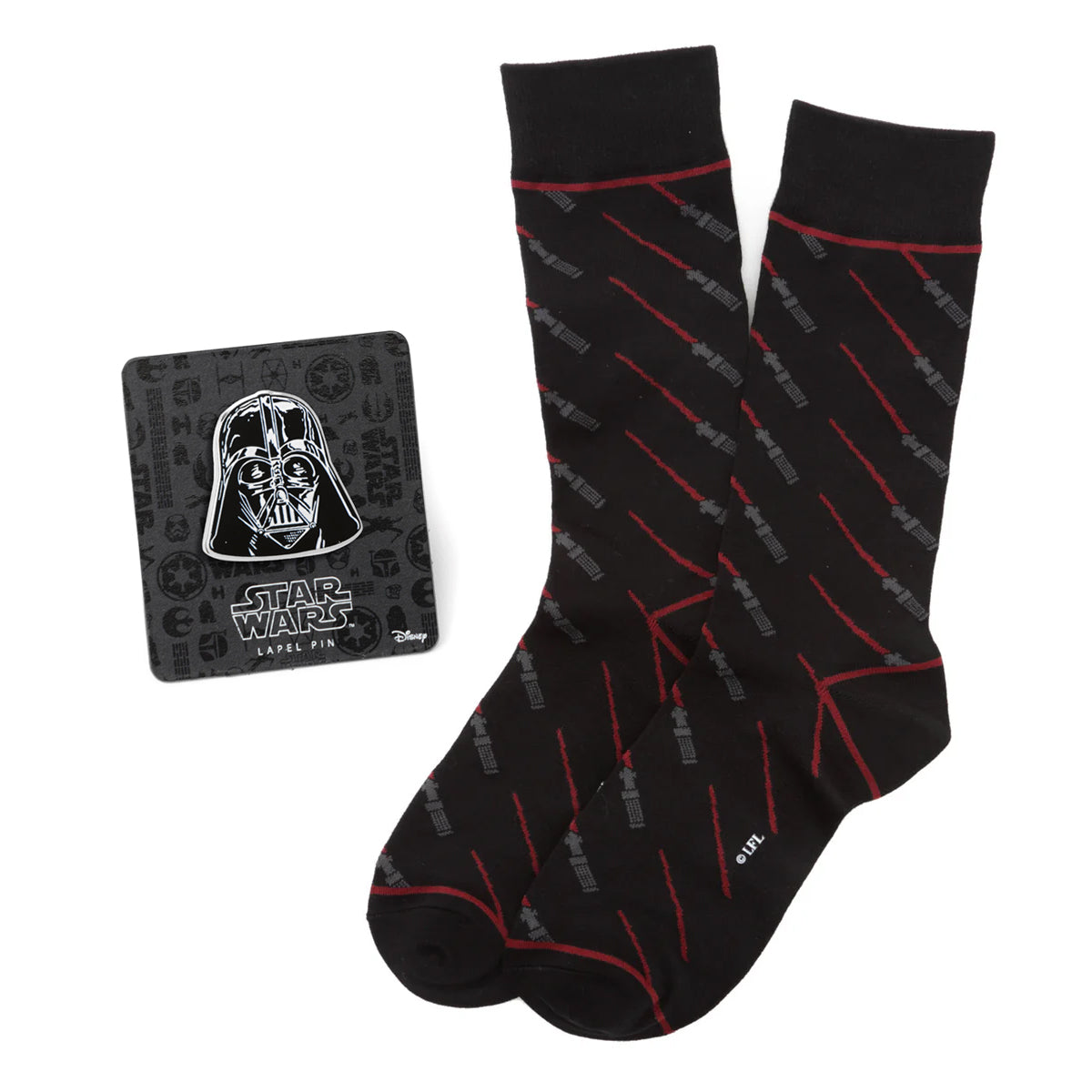 Star Wars Darth Vader LIGHTSABER Black Socks and Lapel Pin Gift Set