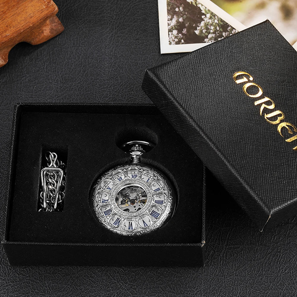 Luxury Silver Skeleton Mechanical Pocket Watch™