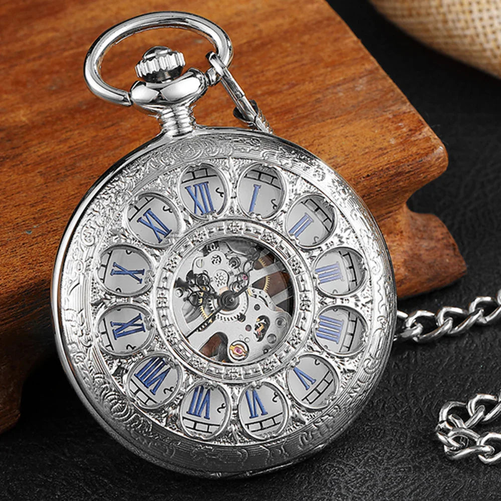 Luxury Silver Skeleton Mechanical Pocket Watch™