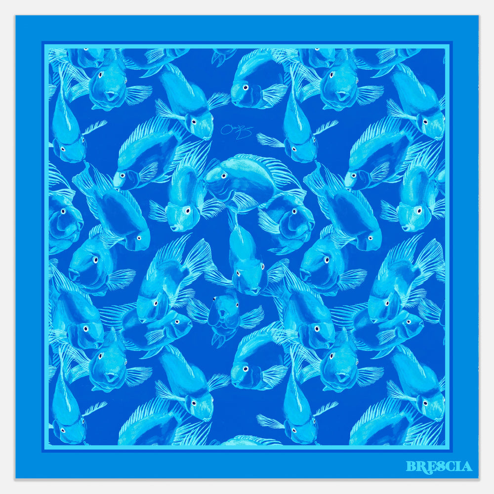 Parrots of Paradise Silk Scarf - Blue
