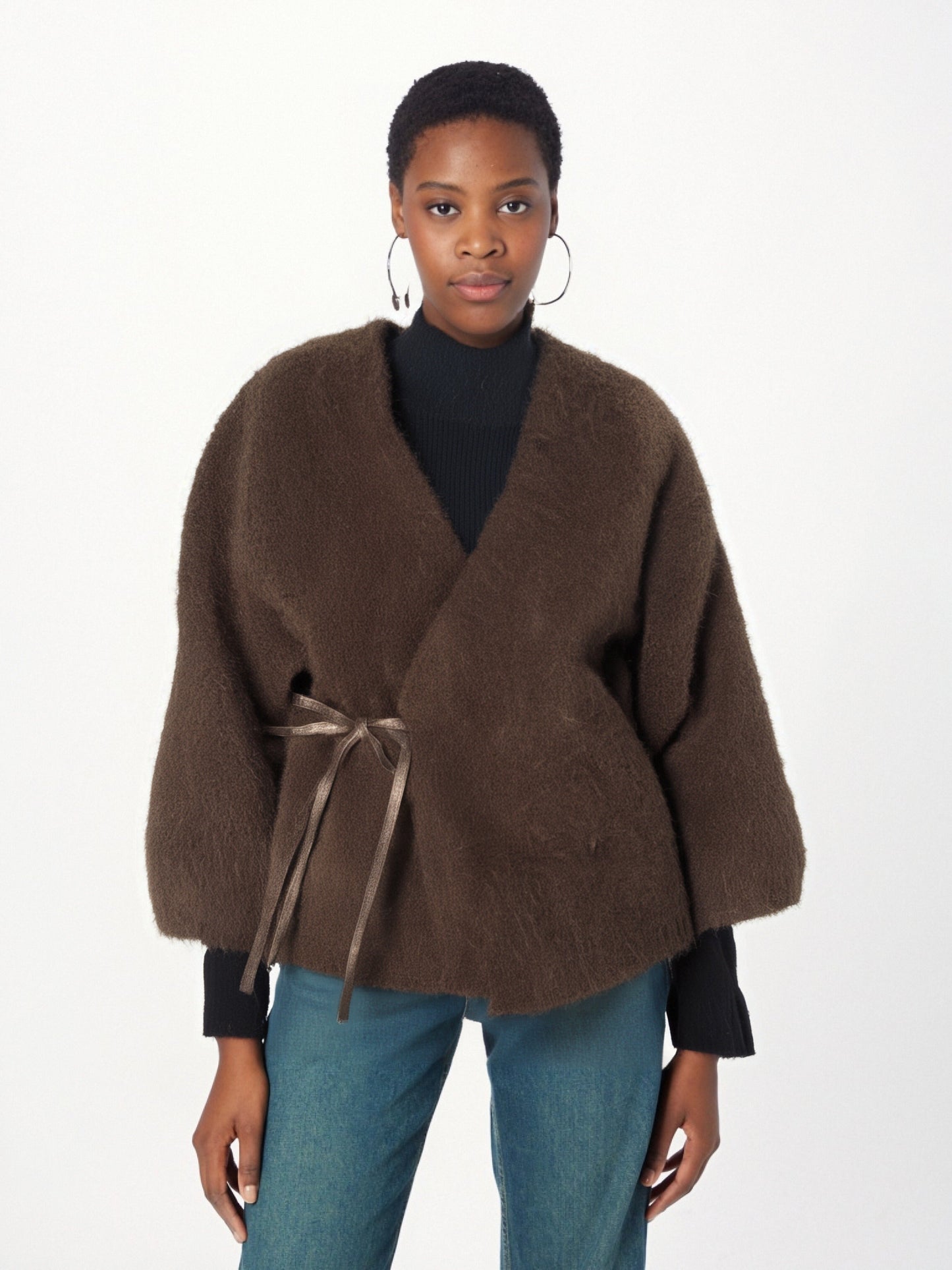 V-Neck Shearling Coat for Women, SoHo, BYMANYC New York.