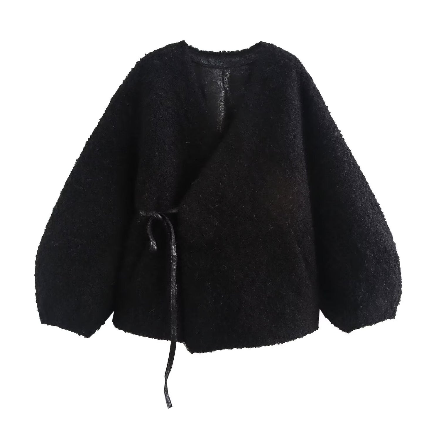 V-Neck Shearling Coat for Women, SoHo, BYMANYC New York.