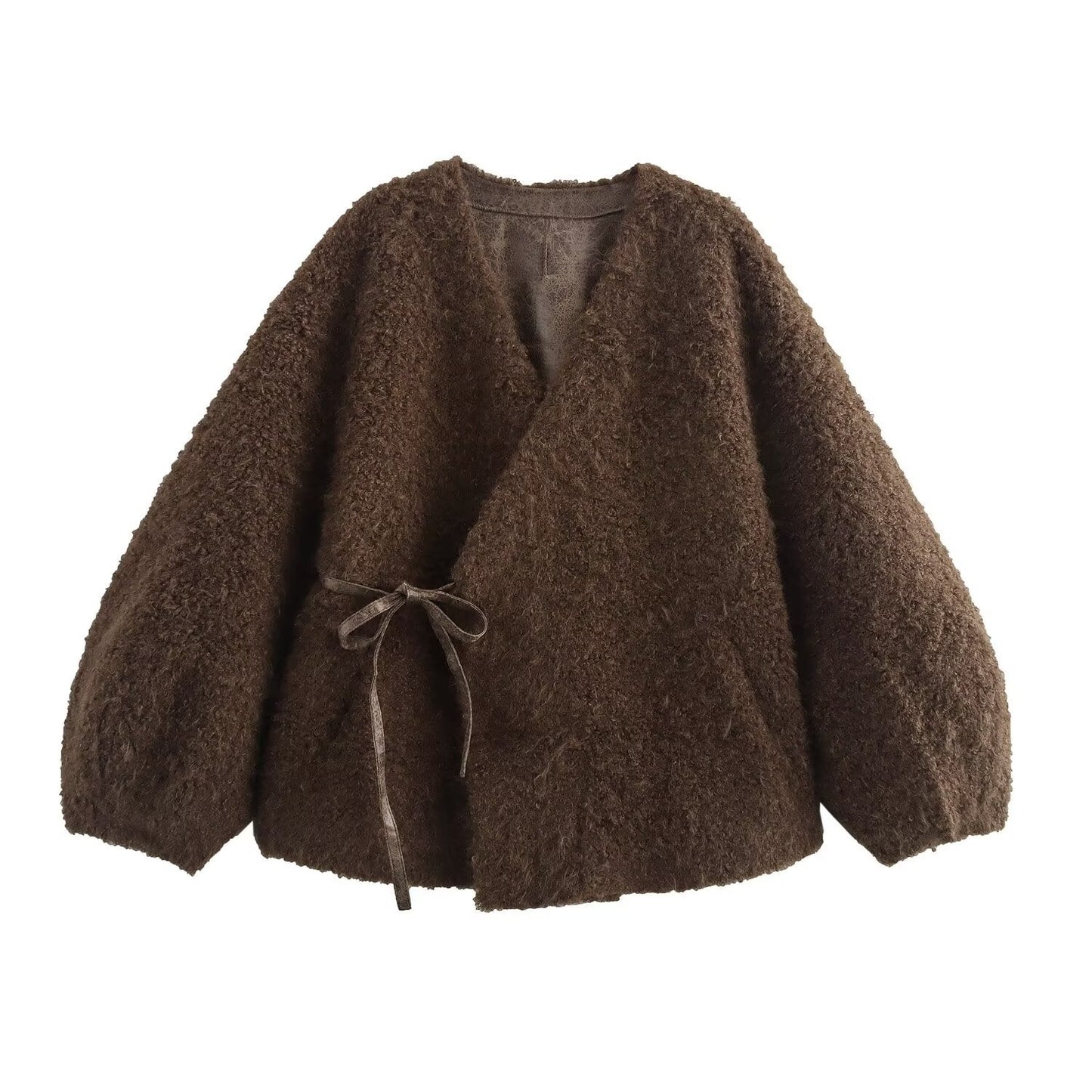 V-Neck Shearling Coat for Women, SoHo, BYMANYC New York.